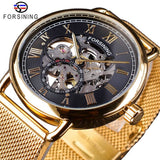 Forsining 2019 Mens Mechanische Horloges Top Merk Luxe Classic Golden Mesh Band Wit Kleine Wijzerplaat Waterdichte Skeleton Klok Mannelijke