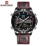 NAVIFORCE Luxe Merk mannen Lederen Waterdichte Quartz Horloge Mannen Militaire Sport Datum LED Horloges Mannelijke Klok Relogio Masculino