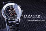 Jaragar Fashion Lichtgevende Handen Militaire Sport Ontwerp Zwart Rvs Heren Mechanische Automatische Horloge Top Merk Luxe