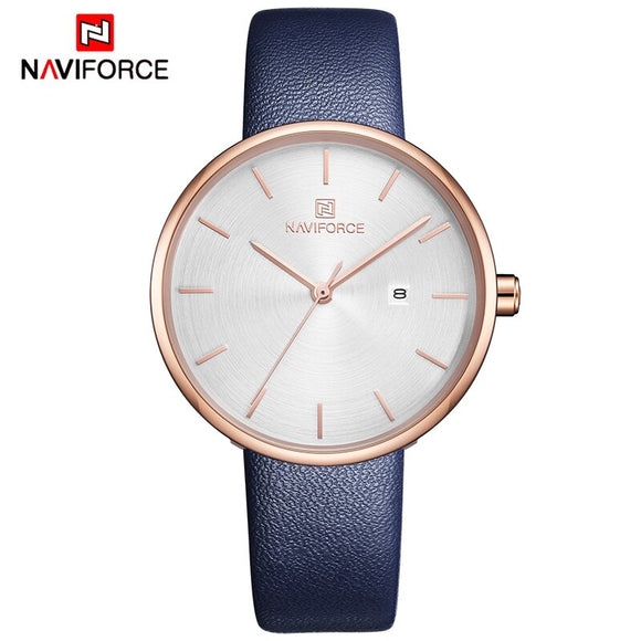 NAVIFORCE top brand luxe Vrouwen Horloges Mode Quartz Lady PU Eenvoudige meisje horloge Datum klok Casual Waterdichte Polshorloge Gift