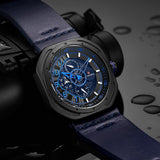 2018 NAVIFORCE Top Merk Mannen Sport Quartz Horloge mannen Waterdichte Blauw Lederen Horloges Mannelijke 24 Uur Datum Klok Relogio masculino