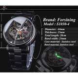 Forsining Racing Sport Klok Mannelijke Fashion Volledige Zwarte Klok Roestvrij Staal Lichtgevende mannen Automatische Horloges Top Merk Luxe