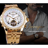 Jaragar Golden Rvs Tourbillion Ontwerp Kalenderweergave Heren Horloges Top Brand Luxe Automatische Mechanische Horloge