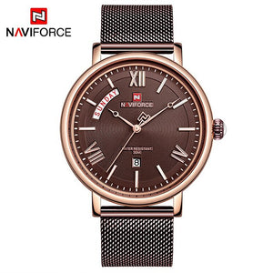 NAVIFORCE Mode Mannen Horloges Top Merk Luxe Kalender Quartz Horloge Romeinse Aantal Rvs Waterdichte Mannelijke Klok