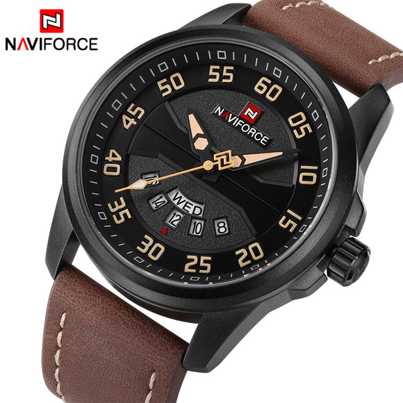 Heren Horloges Top Brand NAVIFORCE Luxe Datum Quartz Horloge Man Lederen Sport Militaire Horloge Mannen Klok Relogio Masculino