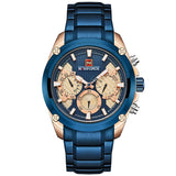 NAVIFORCE Horloge Mannen Mode Goud Blauw Quartz Horloges Rvs Waterdichte Klok Kalender 24 Uur Display Relogio Masculino