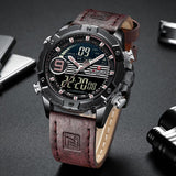 NAVIFORCE Luxe Merk Mannen Militaire Sport Horloge Mannen Lederen Quartz Horloges Waterdichte LED Digitale Mannelijke Klok Relogio Masculino