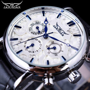 Jaragar Blue Sky Serie Elegante Ontwerp Lederen Band Mannelijke Polshorloge Heren Horloges Topmerk Luxe Klok Mannen Automatische