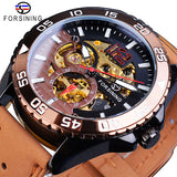 Forsining mannen Horloge 2019 Nieuwe Automatische Echt Bruin Lederen Riem Riem Skelet Waterdichte Sport Mechanische Militaire Horloges