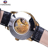 Forsining Heren Horloges Topmerk Luxe Automatische Self-kronkelende Horloge Mode Skeleton Mechanische Horloge Lederen Riem