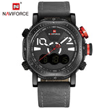 NAVIFORCE Top Merk Mannen Casual Sport Horloges Mens LED Analoge Klok Man Militaire Lederen Waterdicht Polshorloge Relogio Masculino