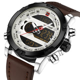 Naviforce luxe merk mannen sport lederen horloges mannen quartz digitale led klok mannelijke militaire polshorloge relogio masculino