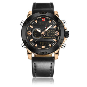 NAVIFORCE Luxe Merk Mannen Militaire Sport Horloges Heren LED Analoge Digitale Horloge Mannelijke Leger Lederen Quartz Klok Relogio Masculino