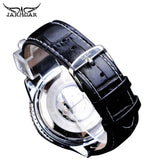 Jaragar AVIGATOR Serie Zwart Lederen Riem 3 Dial Mode Mannen Militaire Automatische Mechanische Horloge Top Merk Luxe