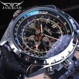 Jaragar Automatic Mens Sport Horloges Pilot Militaire Mechanische Self-Wind Zwarte Lederen Fashion Horloge Mannelijke Relogio Masculino