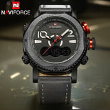 Horloges mannen top luxe merk naviforce waterdichte digitale quartz klok mannelijke mode lederen sport polshorloge relogio masculino