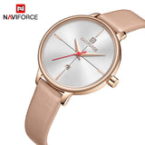 NAVIFORCE Nieuwe Dames Quartz Horloge Waterdicht Datum Fashion Horloges Casual Lederen Band Elegante Vrouwelijke Klok Montre femme