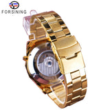 Forsining mannen Mechanische Horloge Top Merk Luxe Gouden Armband Horloge Kalender Display Zwarte Wijzerplaat Tourbillion Ontwerp