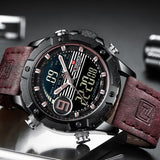 NAVIFORCE Luxe Merk Mannen Militaire Sport Horloge Mannen Lederen Quartz Horloges Waterdichte LED Digitale Mannelijke Klok Relogio Masculino