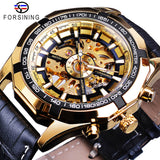 Forsining Top Merk mannen Mechanisch Horloge Automatische Skeleton Golden Mode Lederen Mannelijke Klok Relogio Masculino Drop Shipping