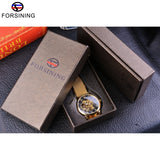 Forsining Transparant Case 2017 Mode 3D Logo Graveren Golden Rvs Mannen Mechanische Horloge Top Merk Luxe Skelet