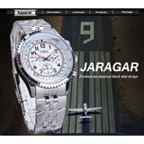 Jaragar Luxe Mens Mechanische Horloge Automatische Wit 3 Sub Dial Datum Sport Horloges Staal Horloges Relogio Masculino Geschenken