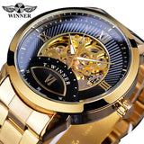 Winnaar 2019 Mens Automatische Horloge Mechanische Lichtgevende Hand Skeleton Business Zwart Roestvrij Stalen Band Horloges Relogio Masculino