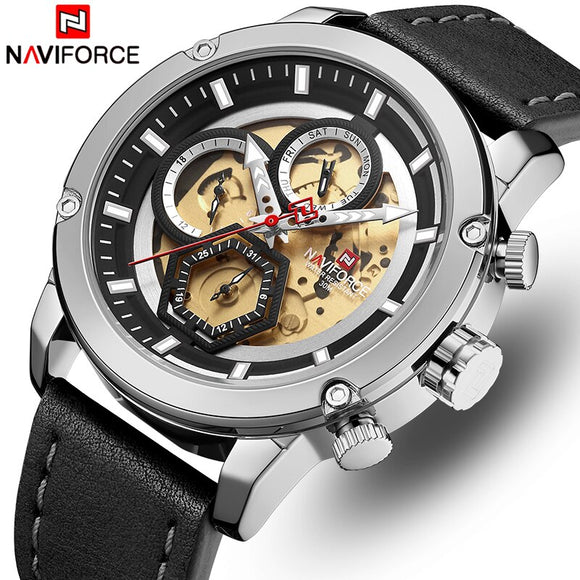 Top NAVIFORCE Mannen Horloge Merk Mode Luxe Quartz Heren Horloges Waterdichte Sport Lederen Militaire Horloge Relogio Masculino