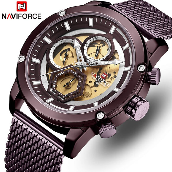 Top NAVIFORCE Mannen Horloge Merk Luxe Mode Quartz Heren Horloges Waterdichte Sport Stalen Militaire Polshorloge Relogio Masculino